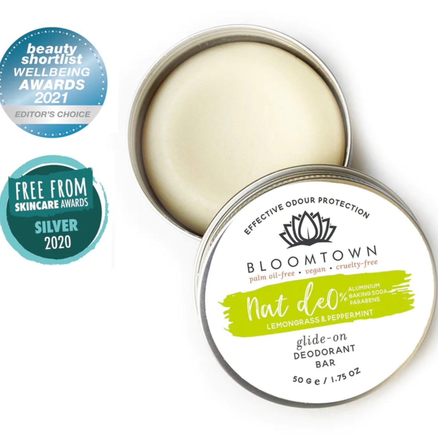 Bloomtown natural deodorant lemongrass & peppermint 50g