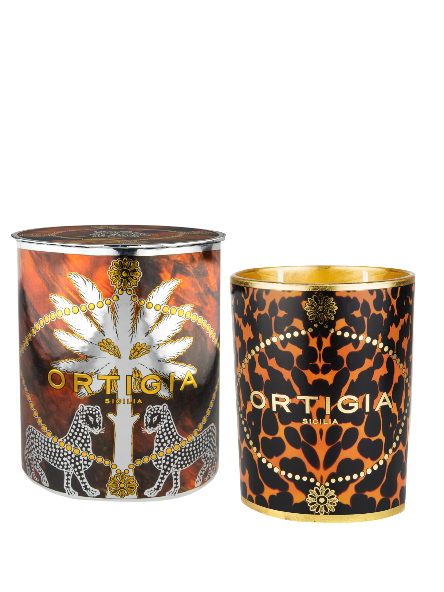 Ortigia Sicilia Ambra Nera Decorated Candle Medium