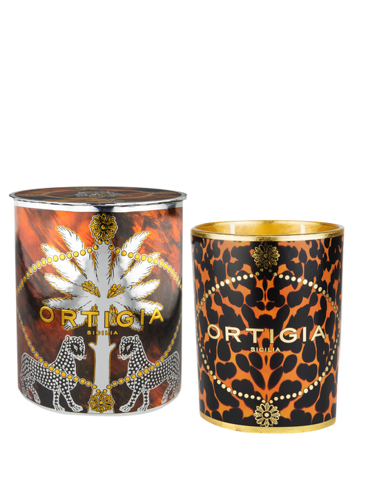 Ortigia Sicilia Ambra Nera Decorated Candle Medium