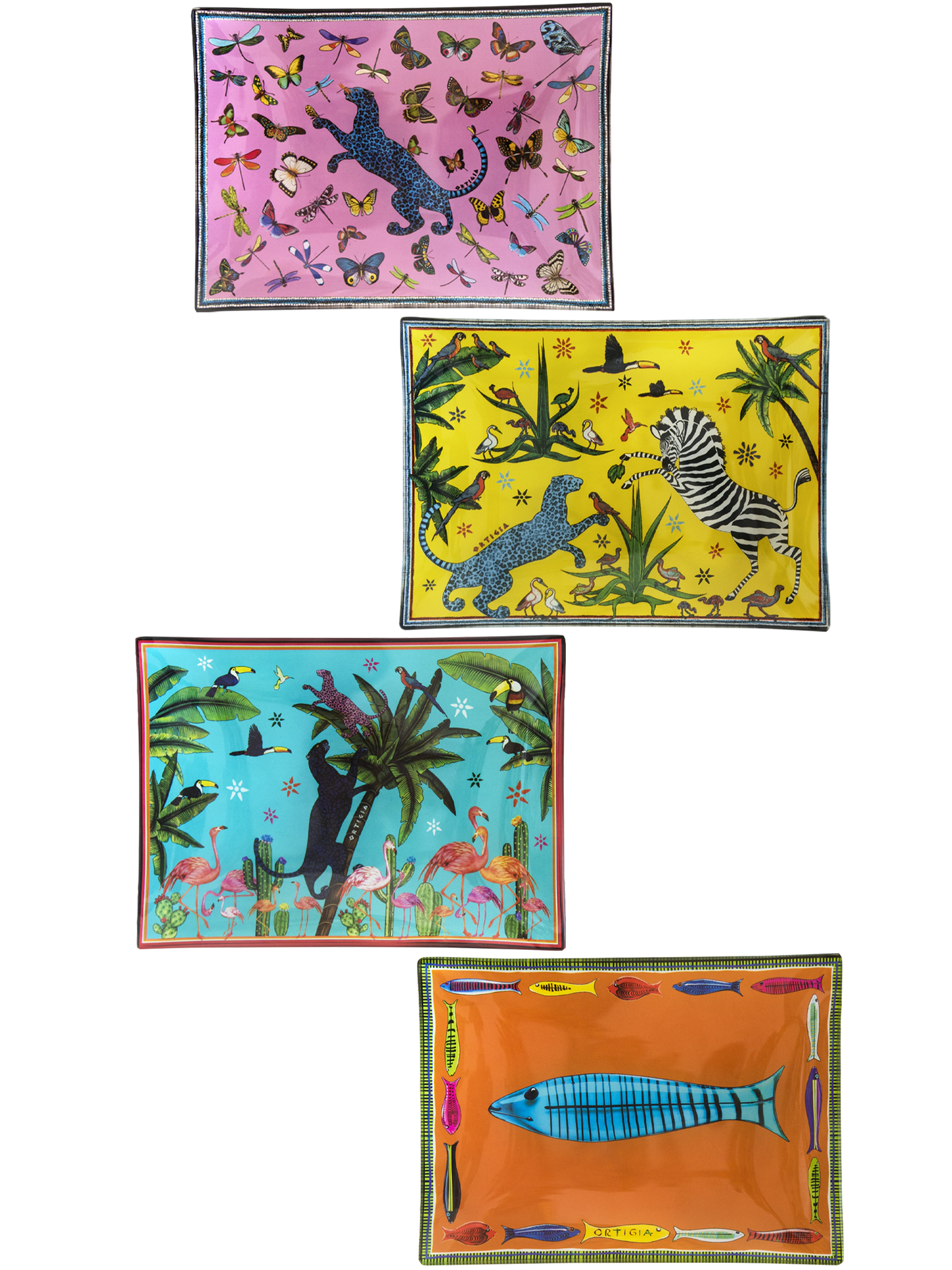 Ortigia Sicilia Tin Jungle 4 Glass Plates
