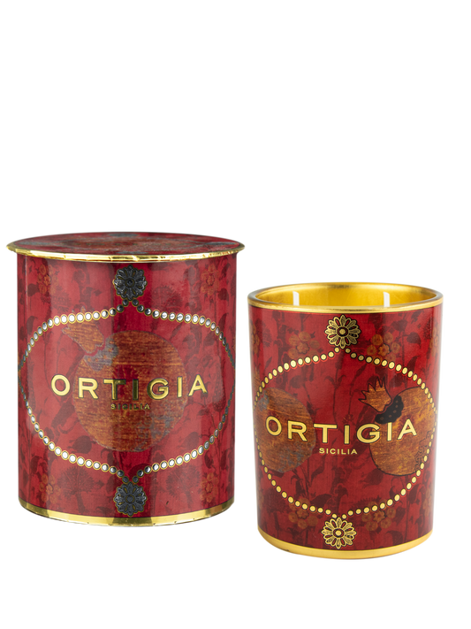Ortigia Sicilia Melograno (Pomegranate) Decorated Candle Medium