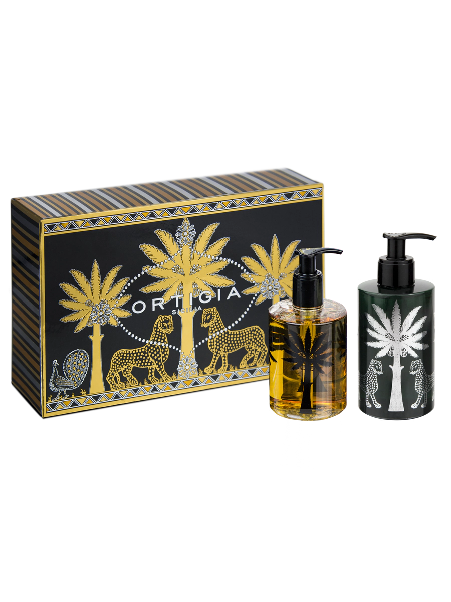Ortigia Sicilia Ambra Nera Liquid Soap & Body Cream Box