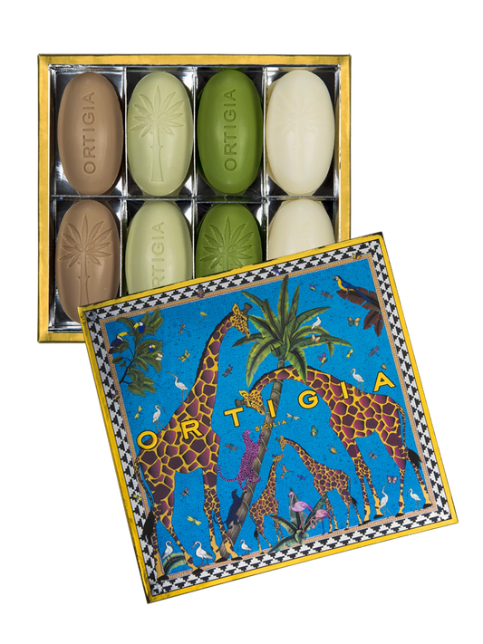 Ortigia Sicilia Giraffe Blue Assorted Soap - 8 Olive Oil Soaps