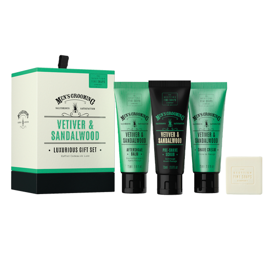 Scottish Fine Soaps Mens Grooming Vetiver & Sandalwood Luxurious Gift Set