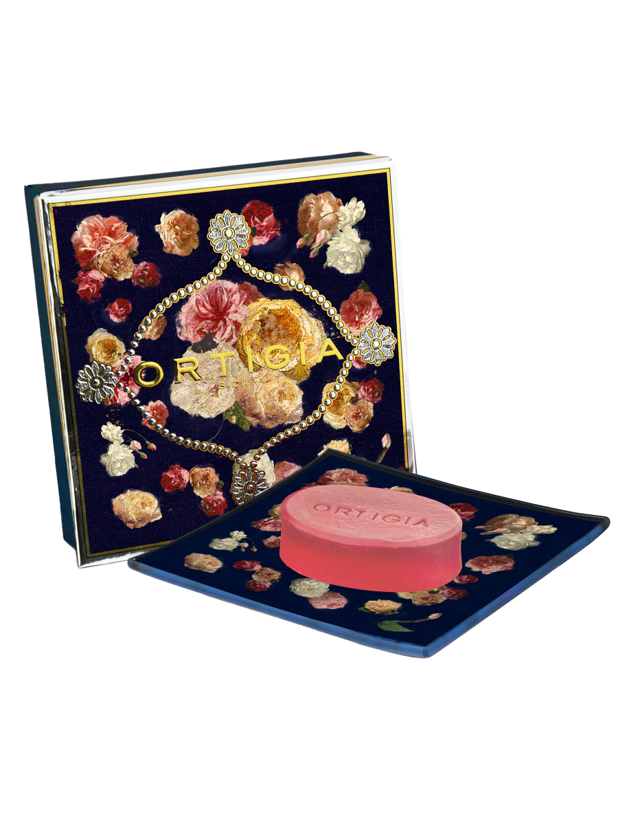 Ortigia Sicilia Rose Antiche Glass Plate & Soap