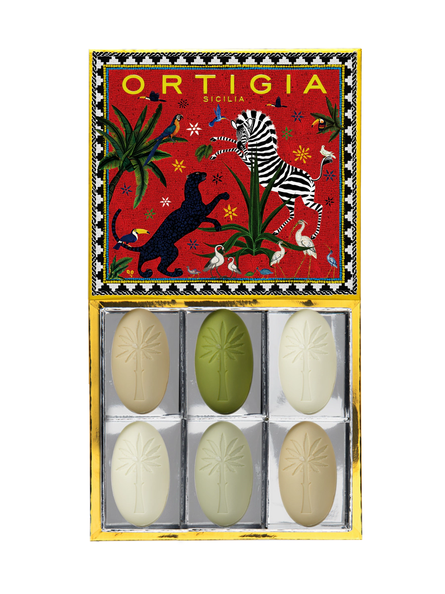 Ortigia Sicilia Jungle Red Assorted Soap – 6 Olive Oil Soaps (25g each)