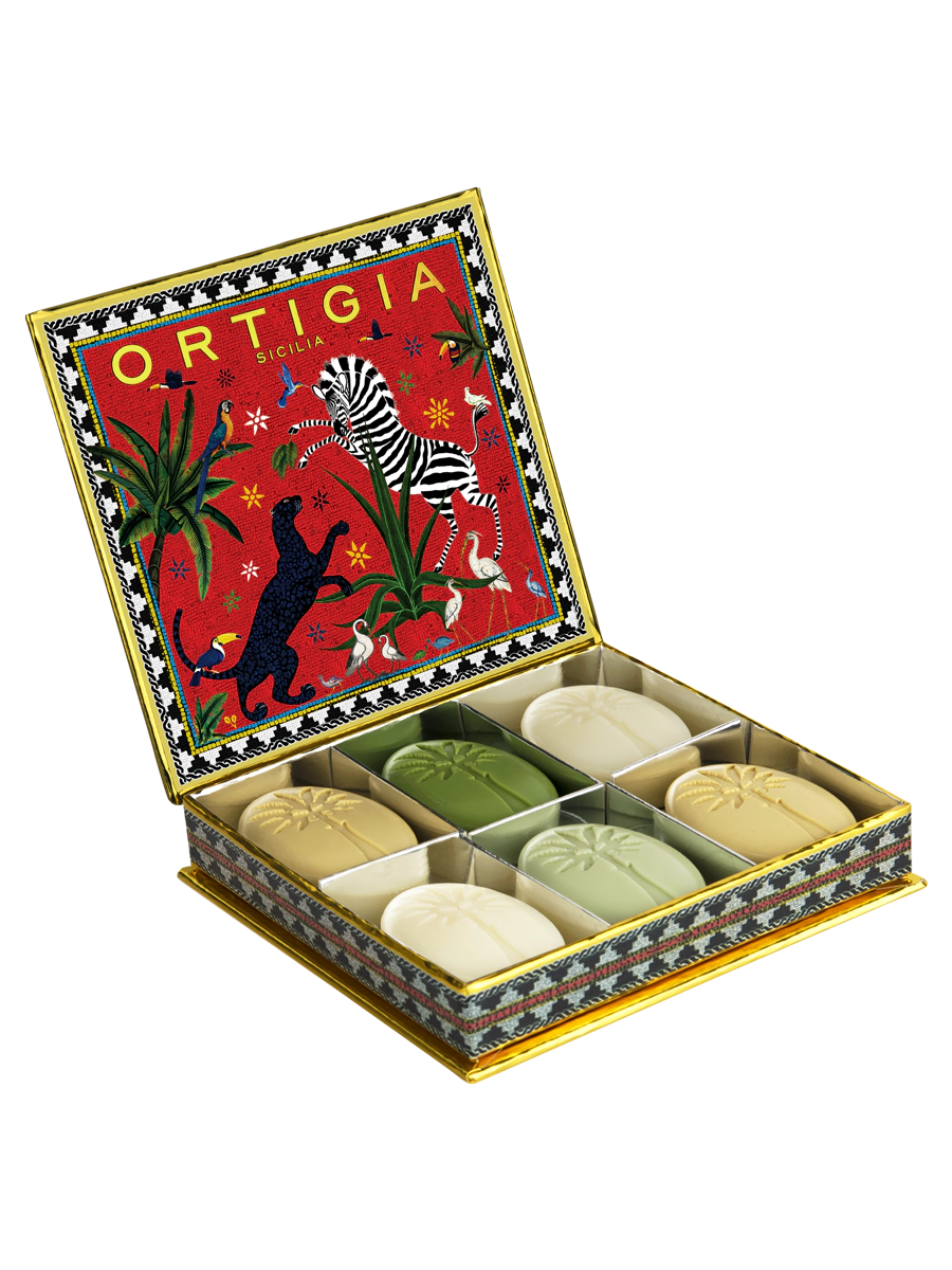Ortigia Sicilia Jungle Red Assorted Soap – 6 Olive Oil Soaps (25g each)