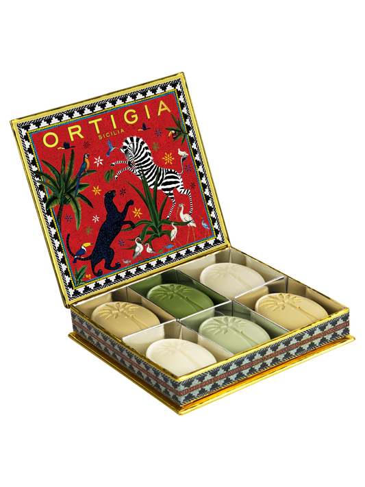 Ortigia Sicilia Jungle Red Assorted Soap – 6 Olive Oil Soaps (25g each)