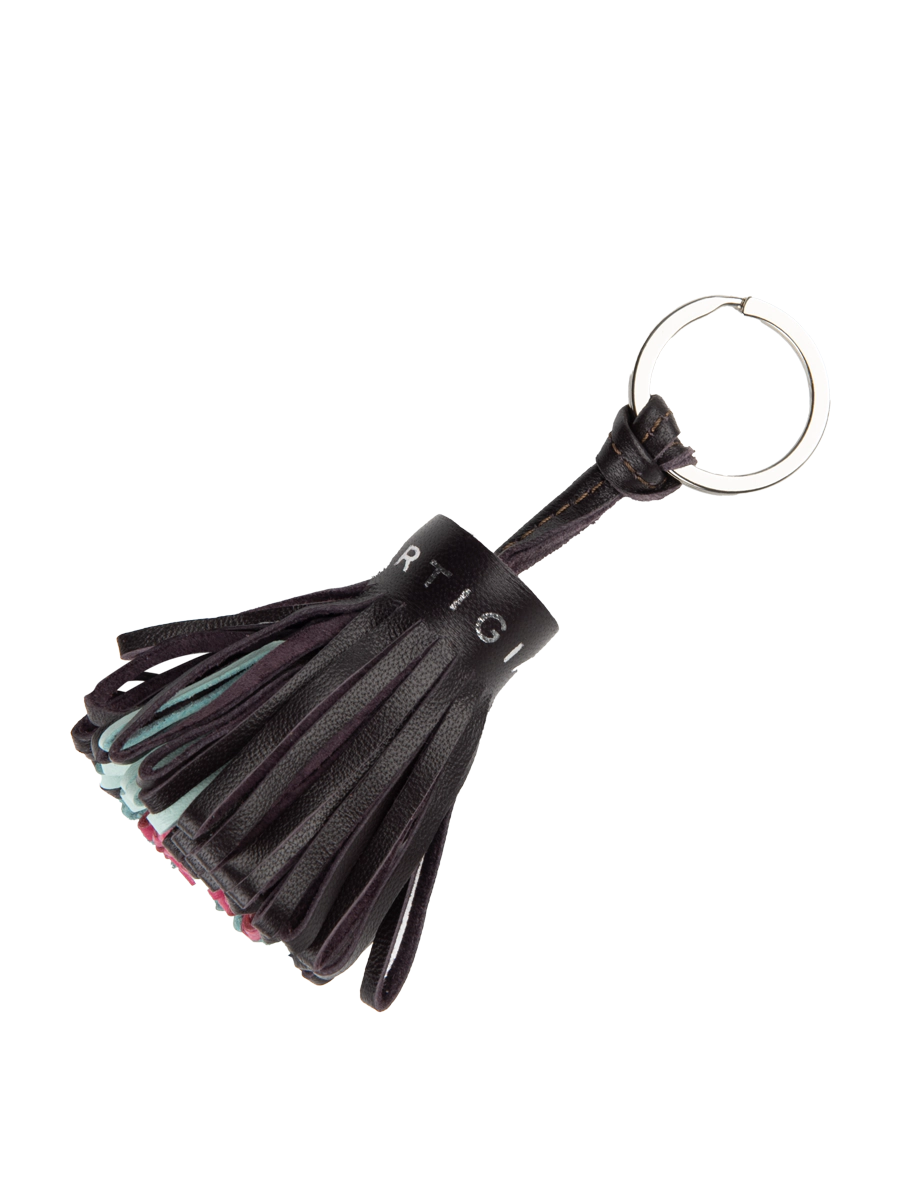 Ortigia Sicilia Pom Pom Keyring Black Tricolore