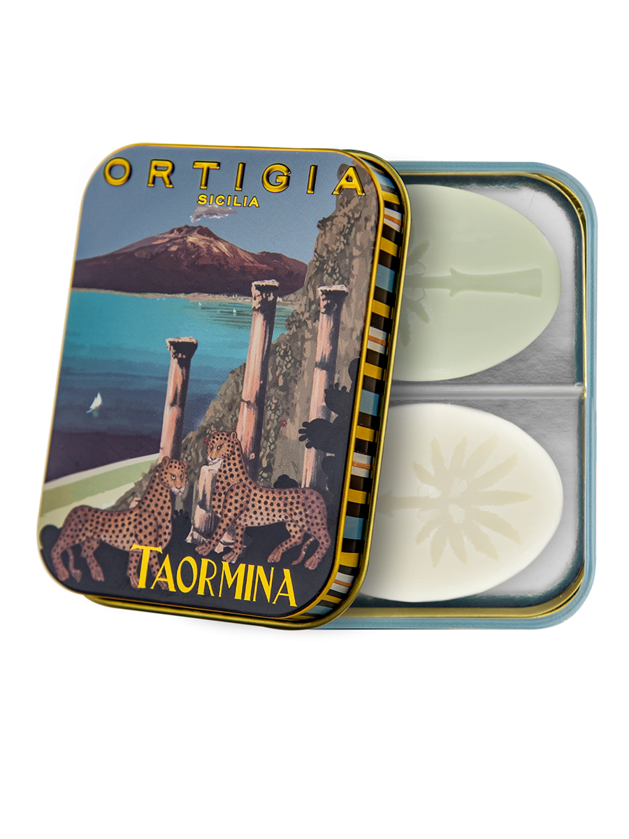 Ortigia Sicilia City Tin – Taormina (2 x 25g Olive Oil Soaps)