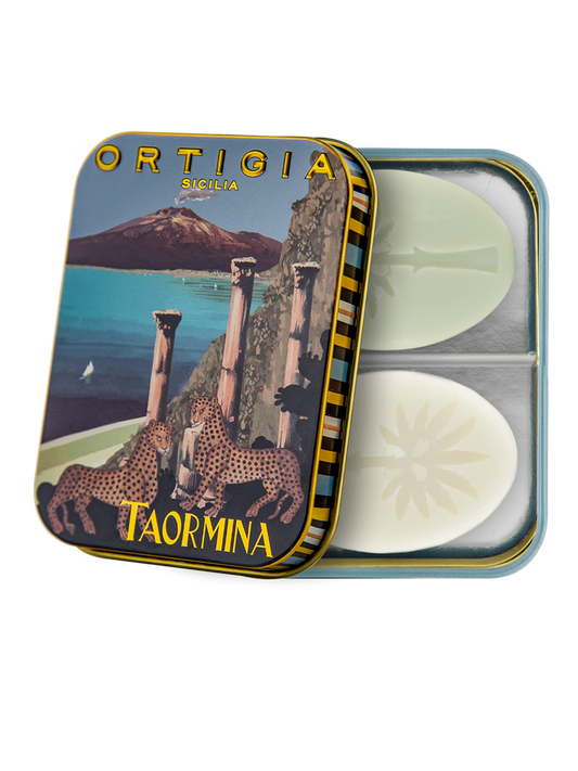 Ortigia Sicilia City Tin – Taormina (2 x 25g Olive Oil Soaps)