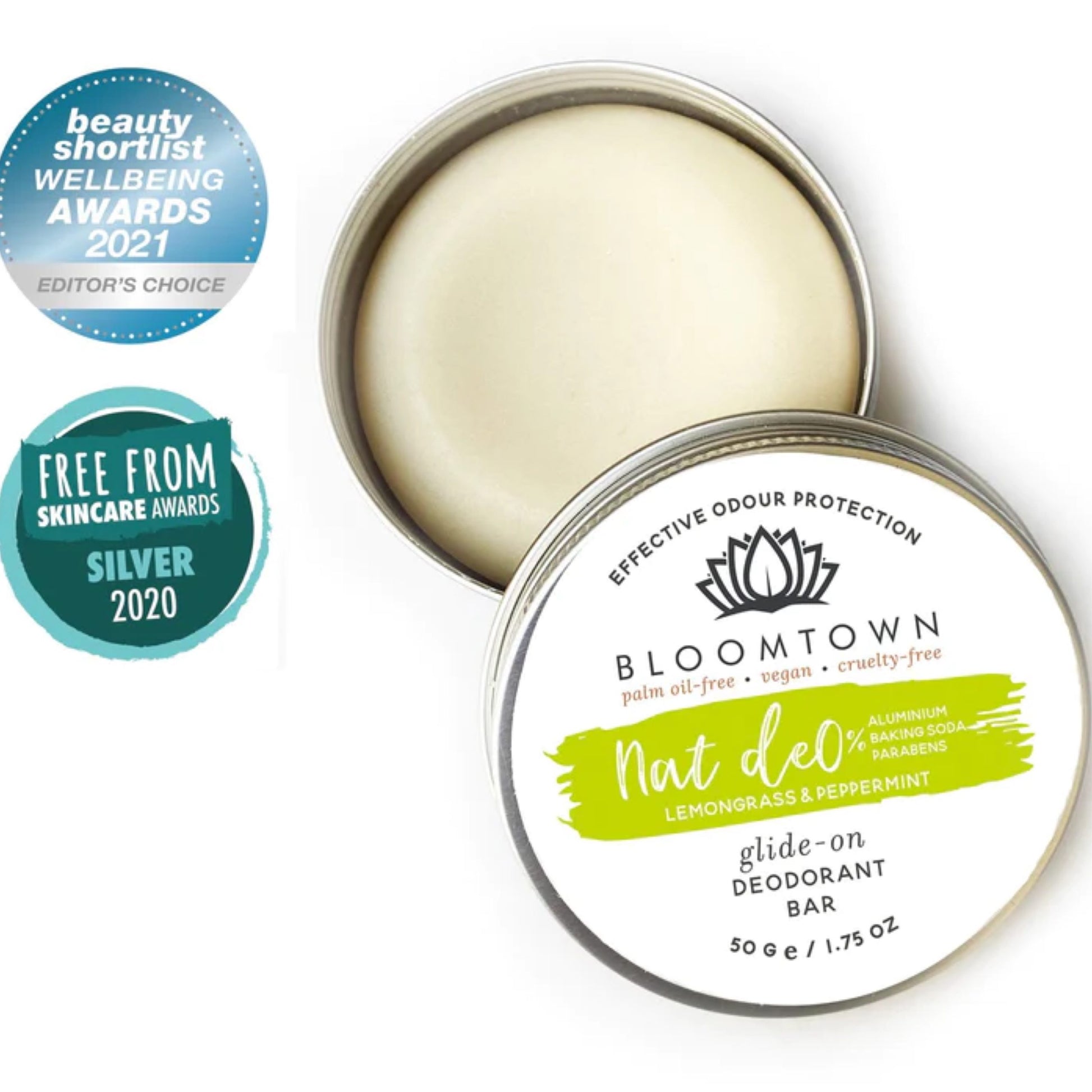 Bloomtown natural deodorant lemongrass &amp; peppermint 50g