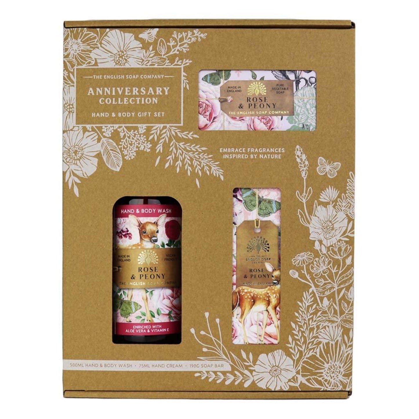 The English Soap Company Anniversary Hand and Body Gift Box Rose & Peony