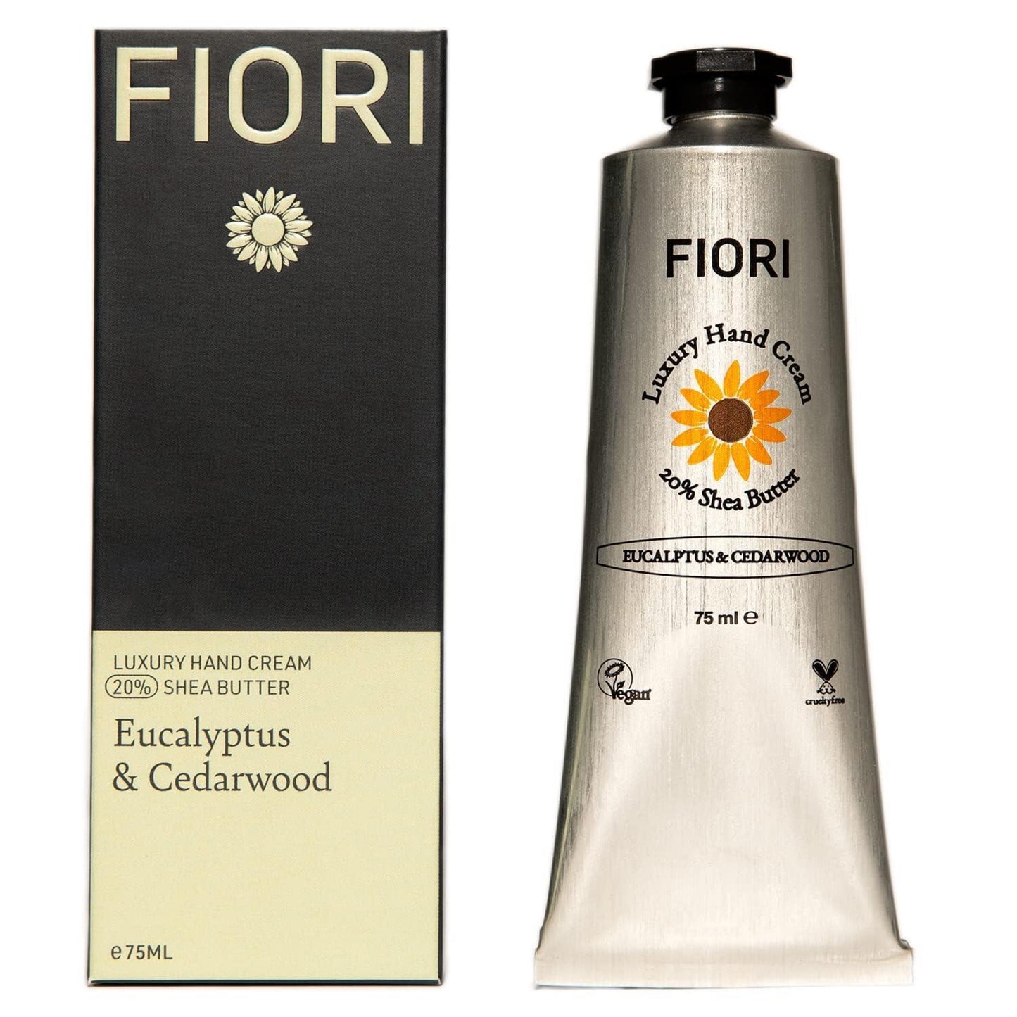 Fiori Eucalyptus & Cedarwood Hand Cream (75ml) - Moisturizing Dry Hand Cream With Organic Shea Butter & Aloe Vera