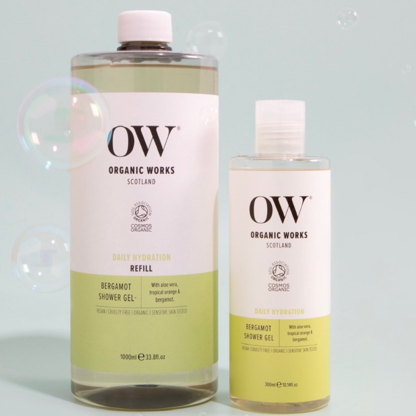 Organic Works Bergamot shower gel with vitamin C 1000ml Refill