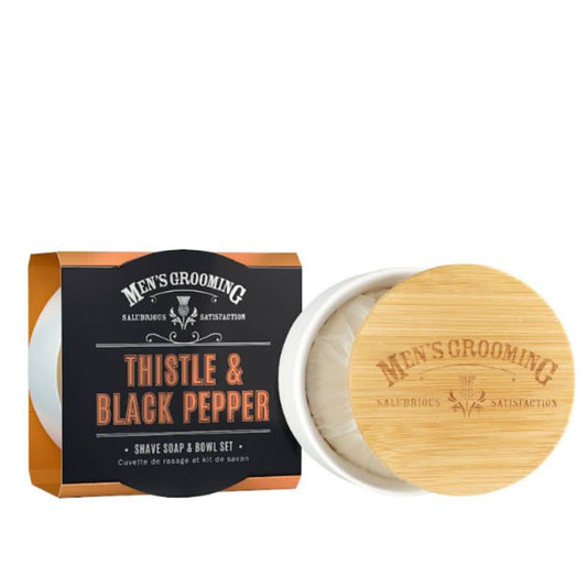 The Scottish Fine Soaps Company Thistle & Black Pepper Shave Soap & Bowl Set 100g