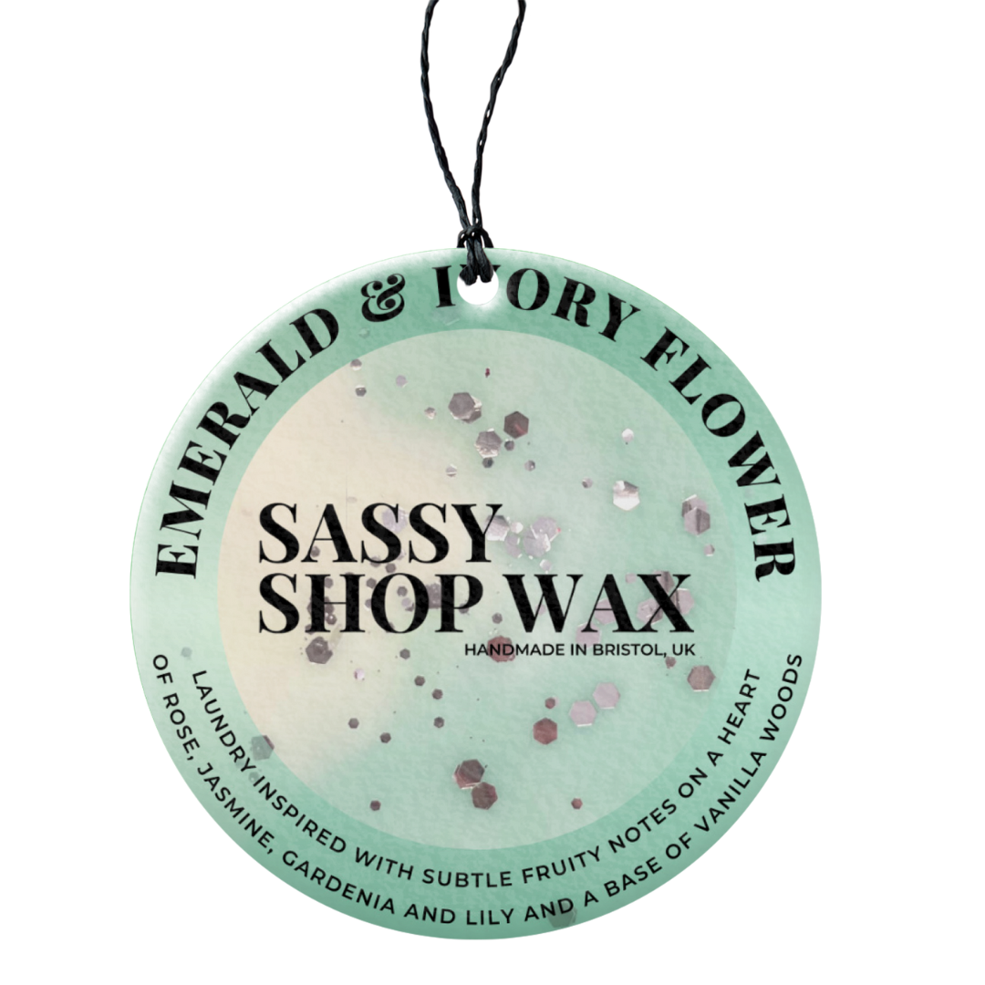 Sassy Scents Emerald & Ivory Flower Hanging Car Freshener