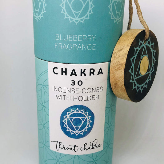 Chakra 30 Incense Cones with Holder On Tube - Blueberry