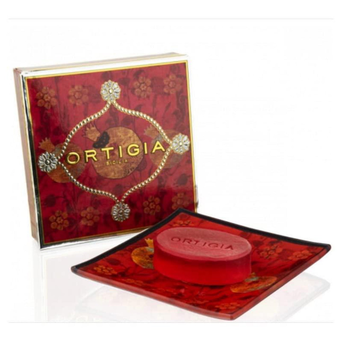 Ortigia Sicilia melograno (pomegranate) Soap and Soap Dish Set