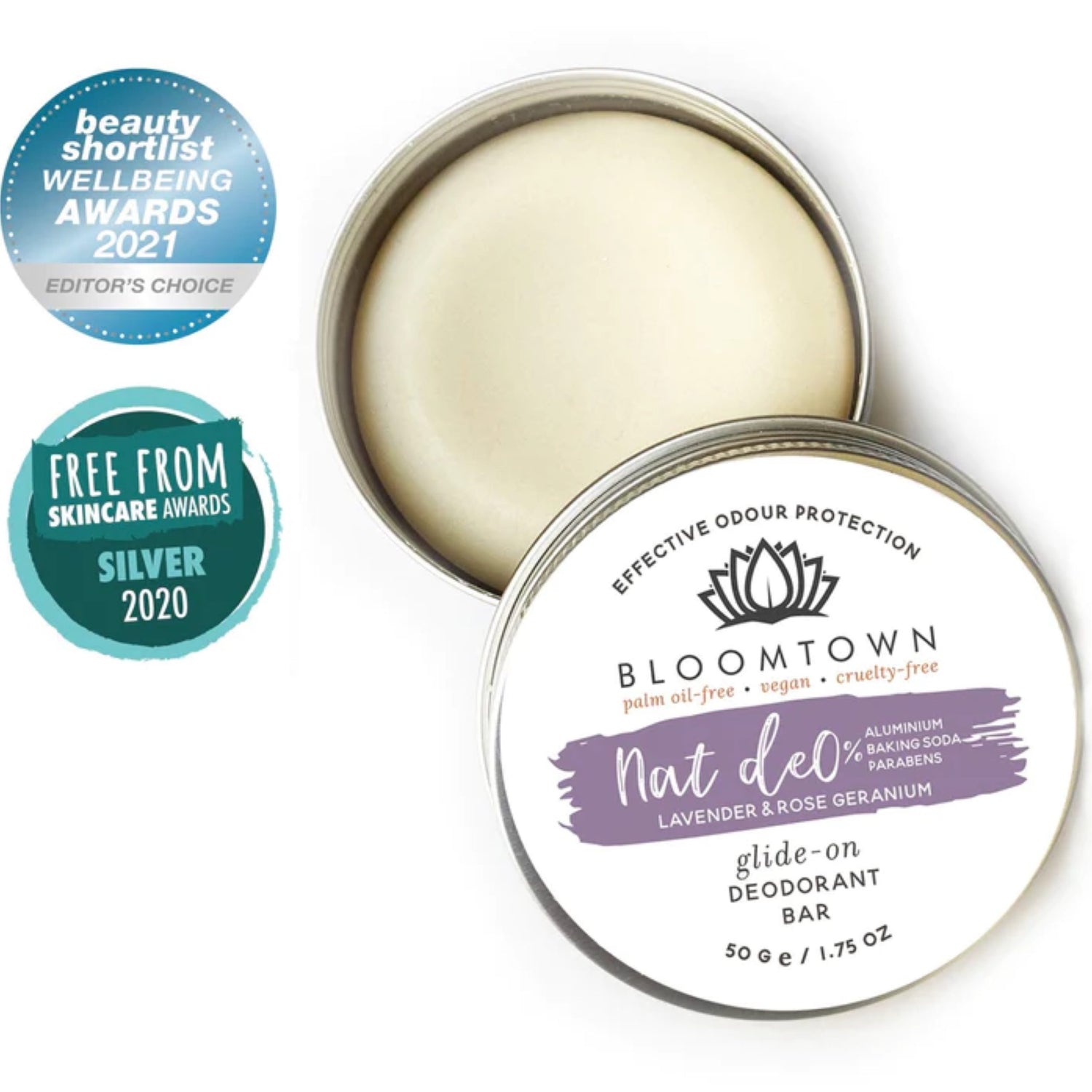 Bloomtown natural deodorant lavender & rose 50g