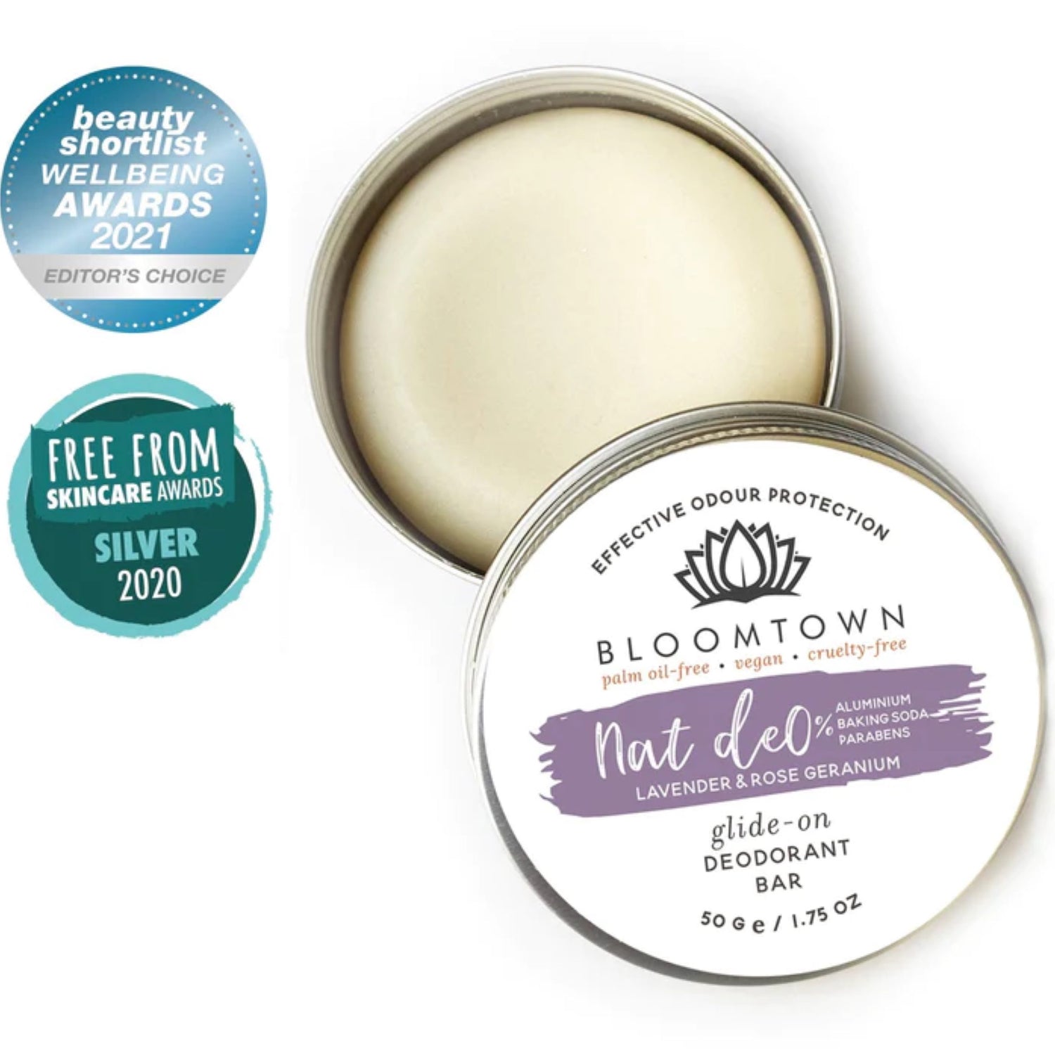 Bloomtown natural deodorant lavender &amp; rose 50g