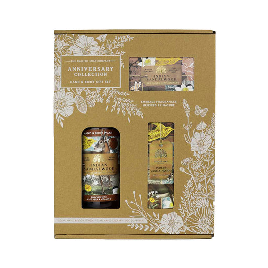 The English Soap Company Anniversary Collection Hand and Body Gift Set Indian sandalwood