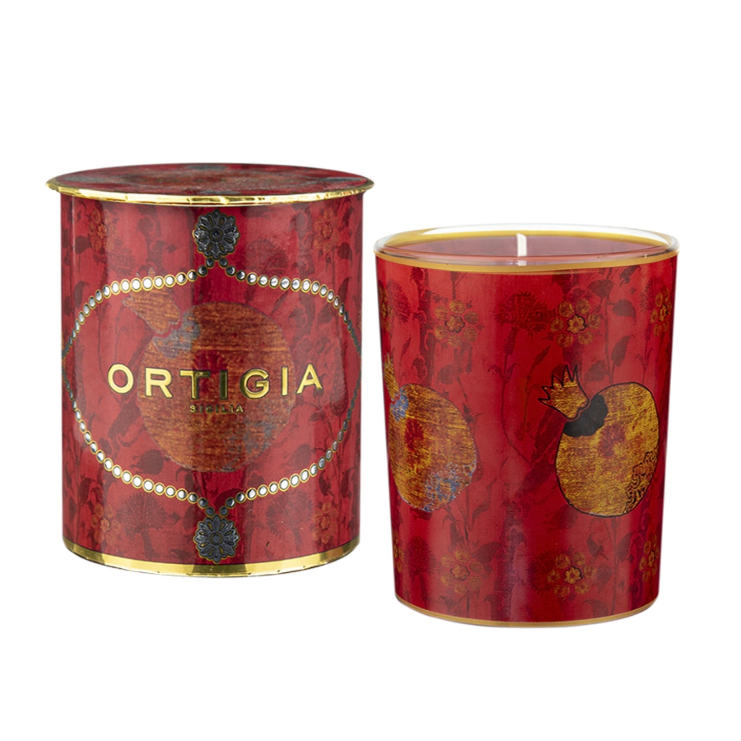 Ortigia Sicilia Melograno (pomegranate) Candle Decorated Candle 150g