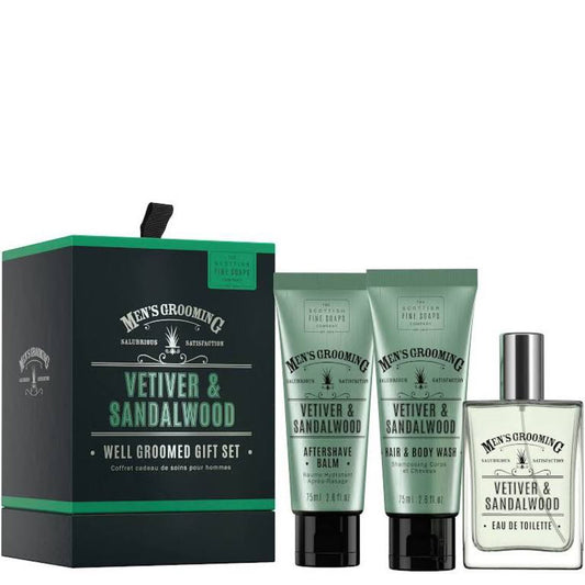 Scottish Fine Soaps Vetiver &amp; Sandalwood Well Groomed Gift Set