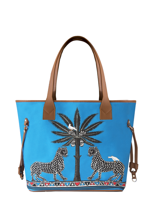 Ortigia Sicilia Canvas Tote Gattopardo Blue