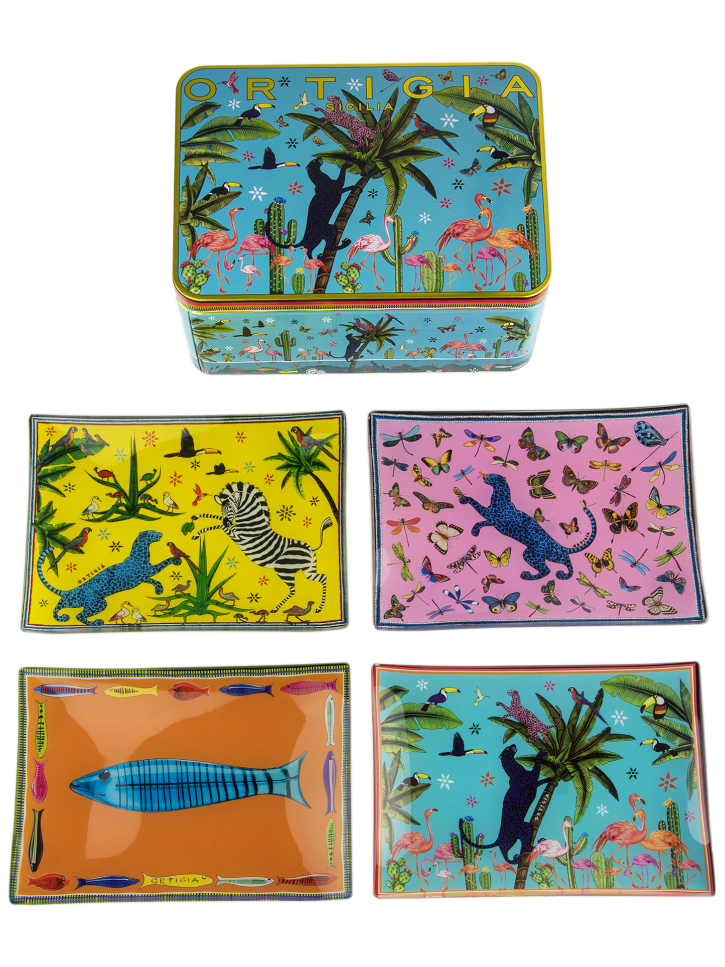 Ortigia Sicilia Tin Jungle 4 Glass Plates