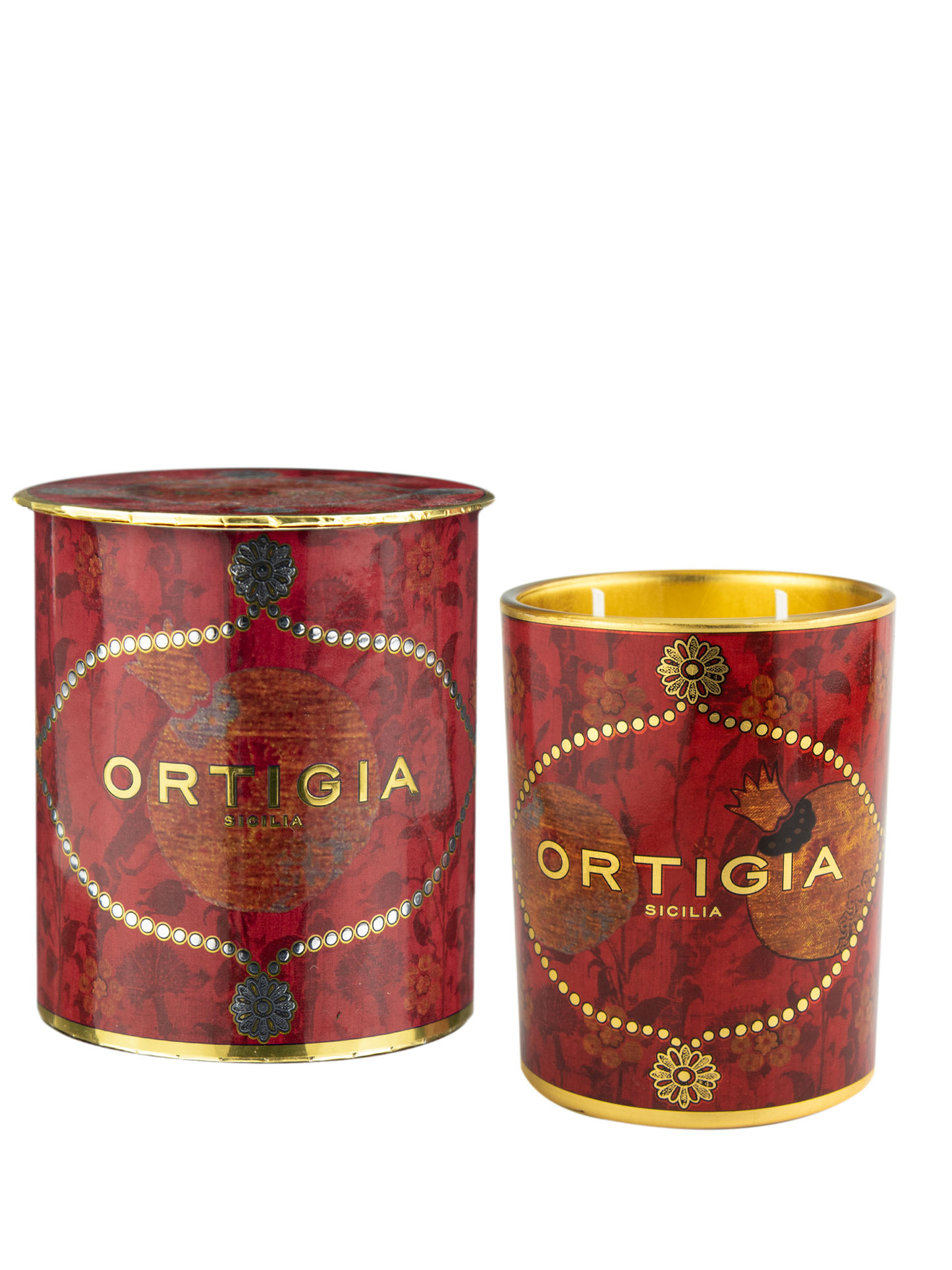Ortigia Sicilia Melograno (Pomegranate) Decorated Candle Medium