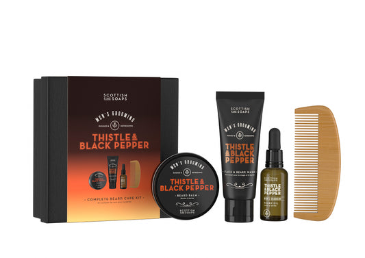 Scottish Fine Soaps Thistle & Black Pepper Complete Beard Care Kit