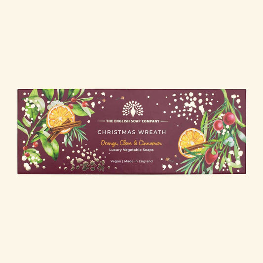 Christmas Wreath Triple Soap Gift Box by The English Soap Company