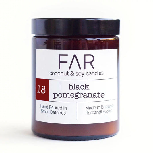 Far Candle Company Black Pomegranate coconut & say wax candle 180ml jar