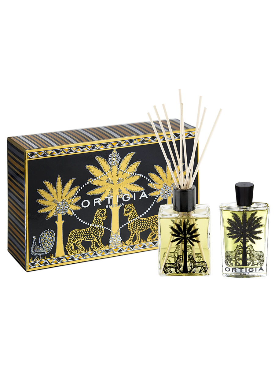 Ortigia Sicilia Ambra Nera Casa Box – Diffuser 200ml & Room Essence 100ml Gift Set