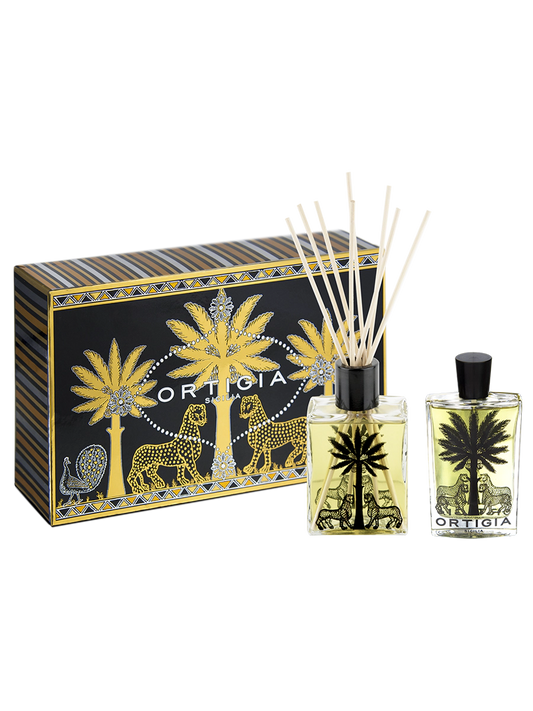 Ortigia Sicilia Ambra Nera Casa Box – Diffuser 200ml & Room Essence 100ml Gift Set