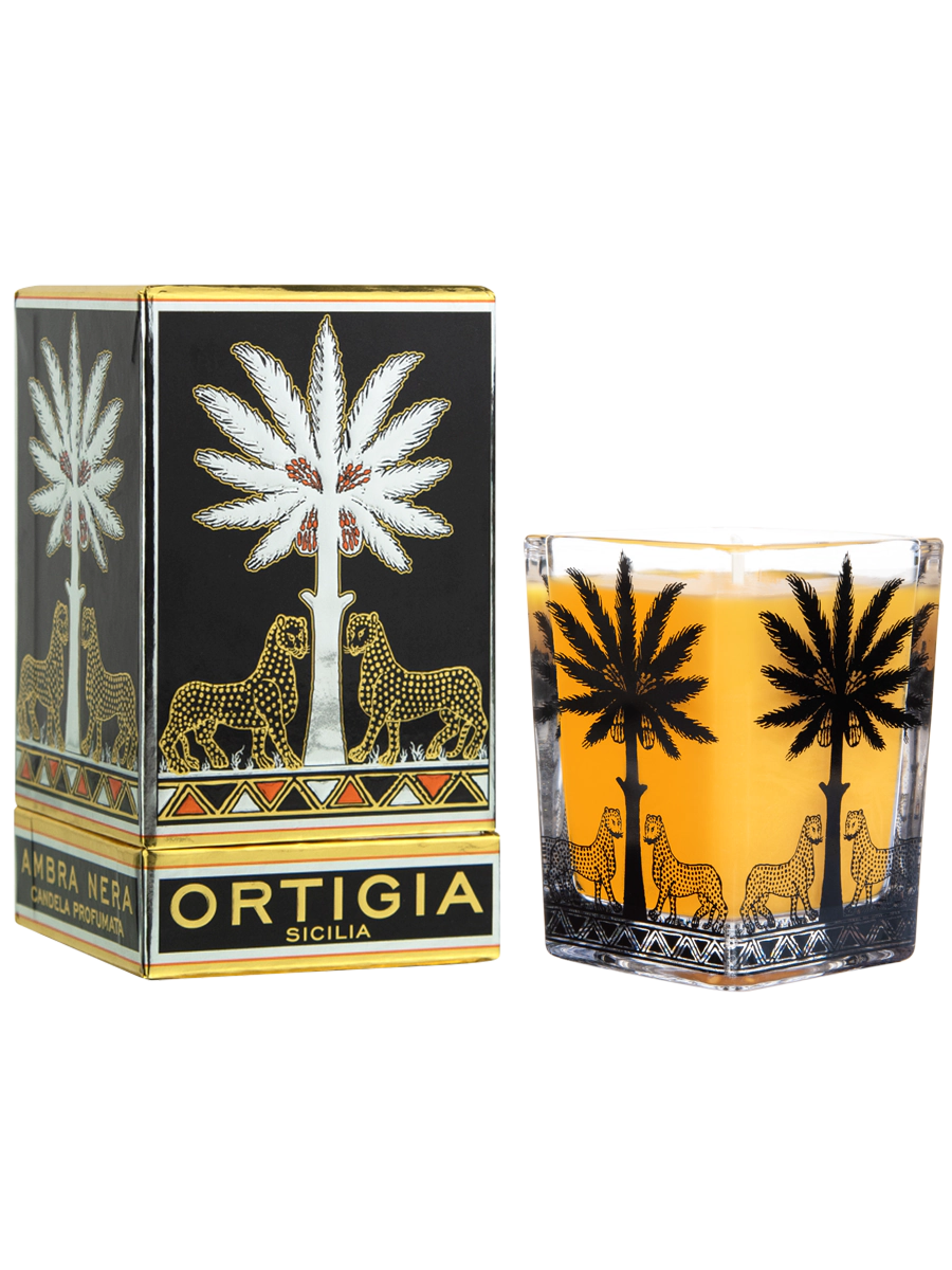 Ortigia Sicilia Ambra Nera Large Square Candle