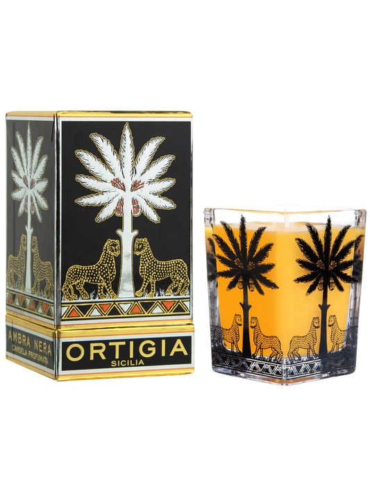 Ortigia Sicilia Ambra Nera Large Square Candle