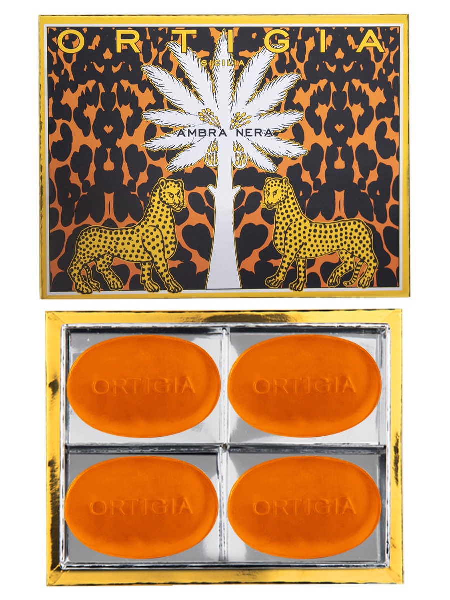Ortigia Sicilia Ambra Nera Glycerine Soap Large Box 100g x 4