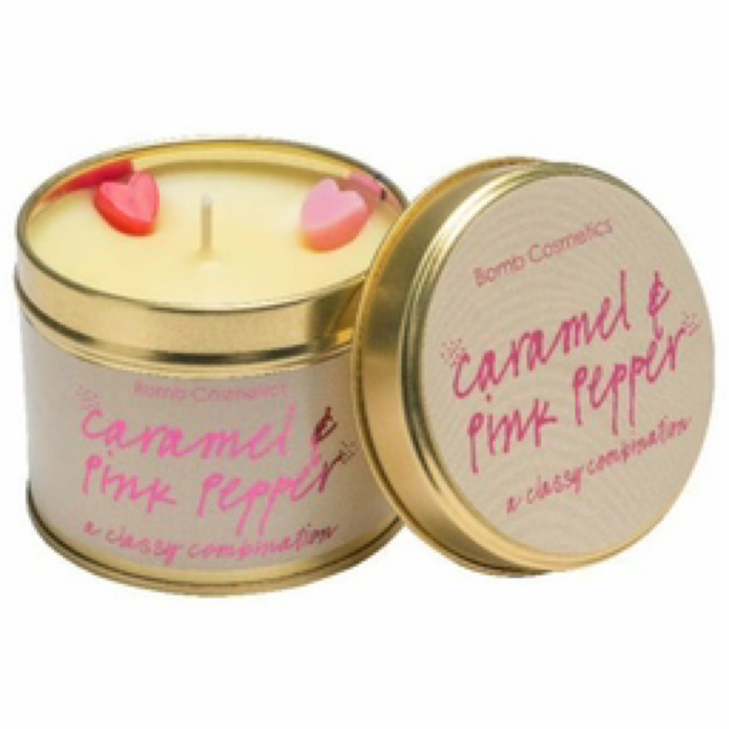 Bomb Cosmetics Caramel & Pink Pepper Tin Candles