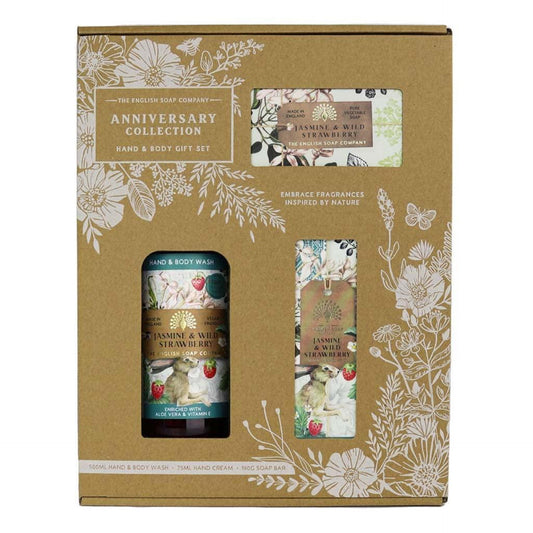 The English Soap Company Anniversary Hand and Body Gift Box Jasmine & Wild Strawberry