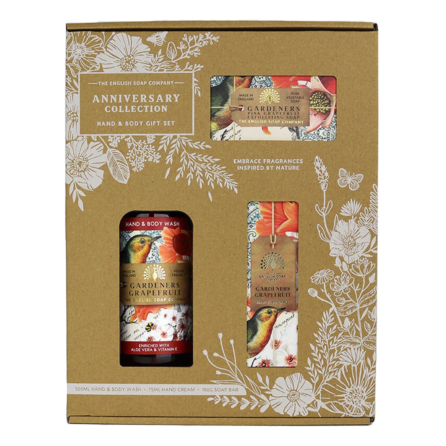 The English Soap Company Anniversary Collection Hand and Body Gift Set Gardeners Grapefruit