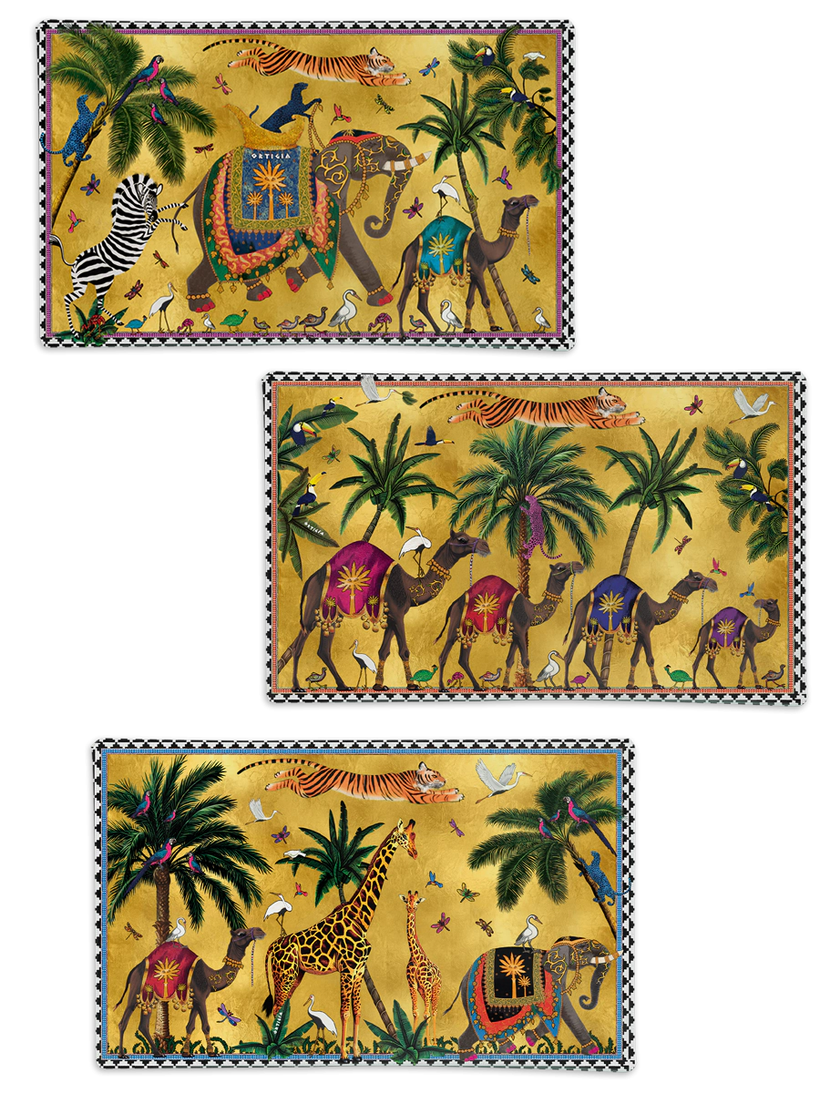 Ortigia Sicilia Tin Flying Tiger 3 x Glass Plates