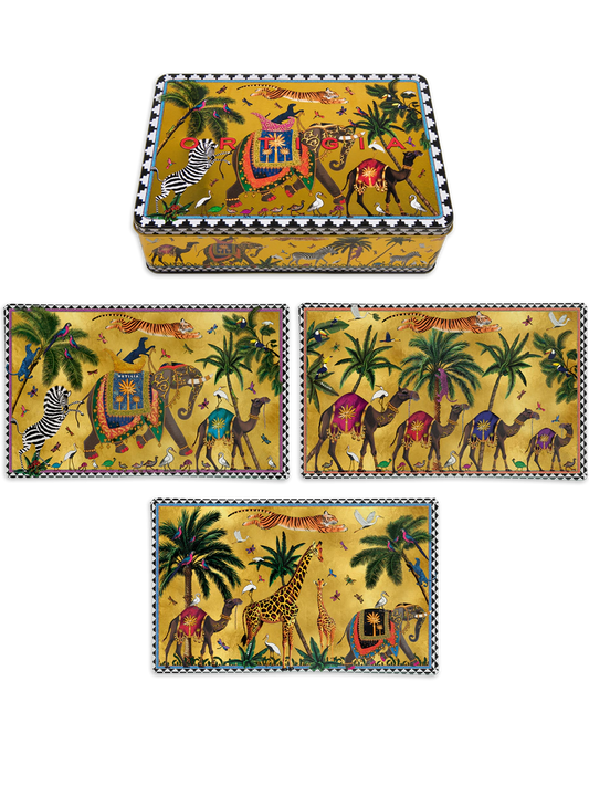 Ortigia Sicilia Tin Flying Tiger 3 x Glass Plates