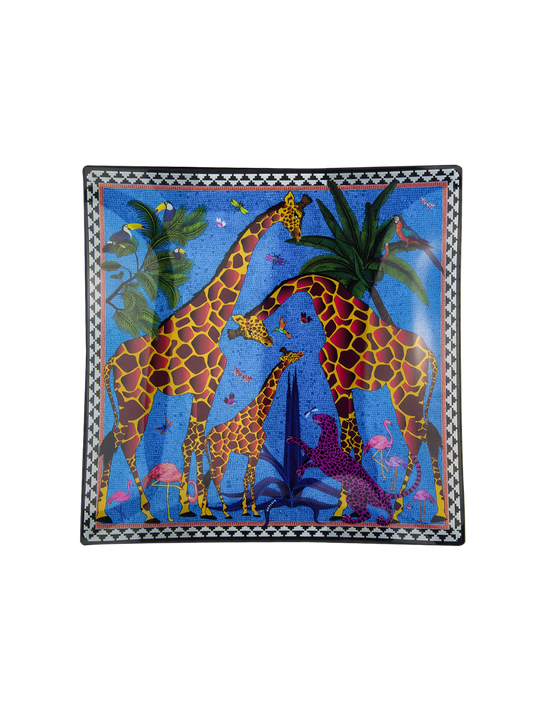 Ortigia Sicilia Glass Plate Giraffe Blue 11 x 11cm