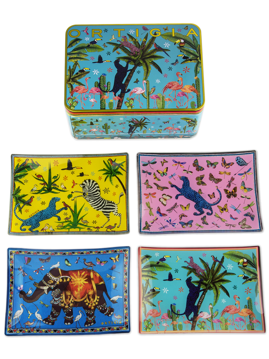 Ortigia Sicilia Tin Jungle 4 Glass Plates