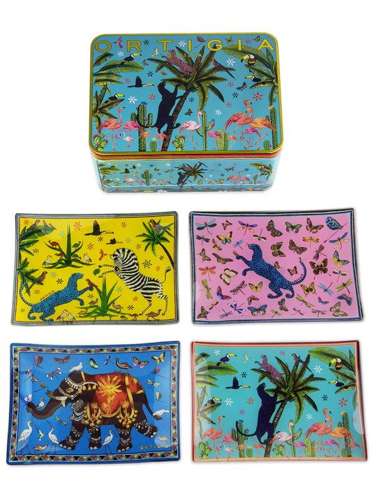 Ortigia Sicilia Tin Jungle 4 Glass Plates