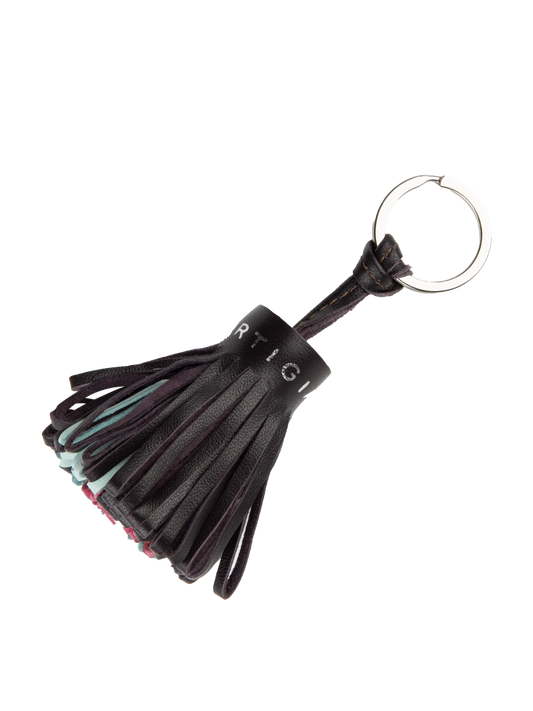 Ortigia Sicilia Pom Pom Keyring Black Tricolore