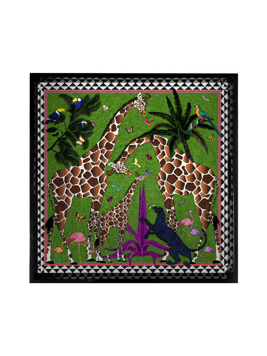 Ortigia Sicilia Tray Giraffe Green 45x45cm